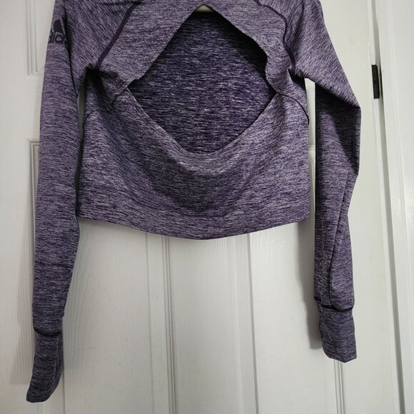 Ladies ADIDAS Purple Open Back Long Sleeve Crop Athleisure Top NWOT - Picture 3 of 6